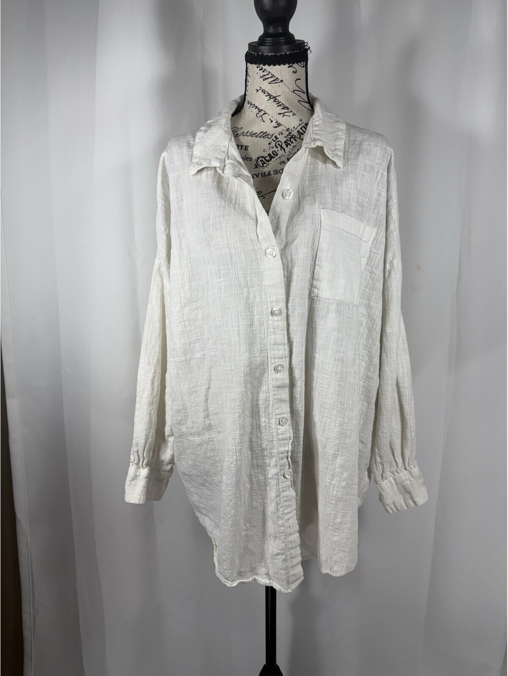 ASOS Design Oversized Gauze Shirt US 6 White Boyfriend Beach Coverup Boho